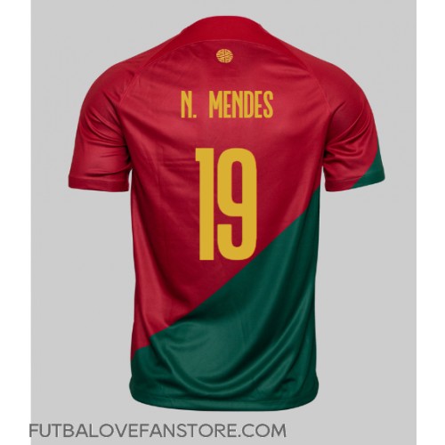 Portugalsko Nuno Mendes #19 Domáci futbalový dres MS 2022 Krátky Rukáv
